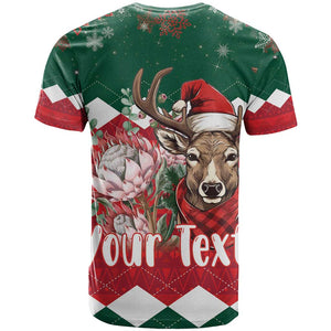 Personalized South Africa Merry Christmas T shirt Springbok With King Protea