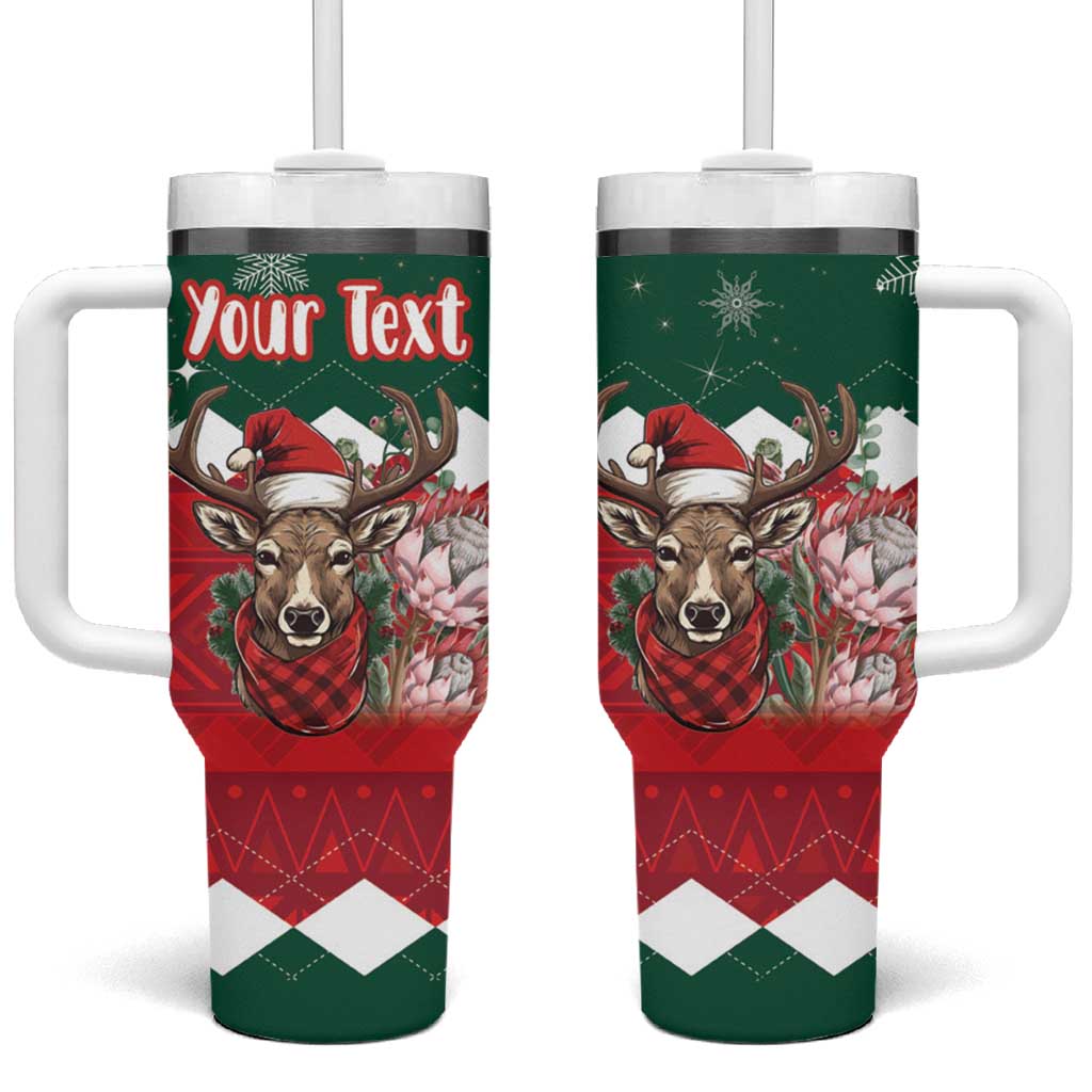 Personalized South Africa Merry Christmas Tumbler With Handle Springbok With King Protea