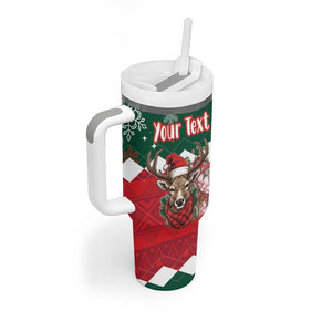 Personalized South Africa Merry Christmas Tumbler With Handle Springbok With King Protea