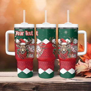 Personalized South Africa Merry Christmas Tumbler With Handle Springbok With King Protea