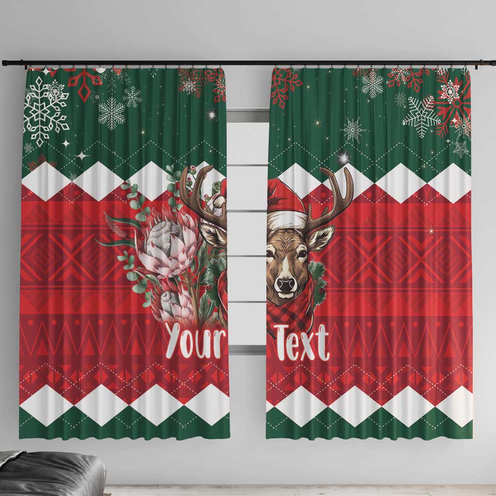 Personalized South Africa Merry Christmas Window Curtain Springbok With King Protea