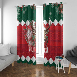 Personalized South Africa Merry Christmas Window Curtain Springbok With King Protea