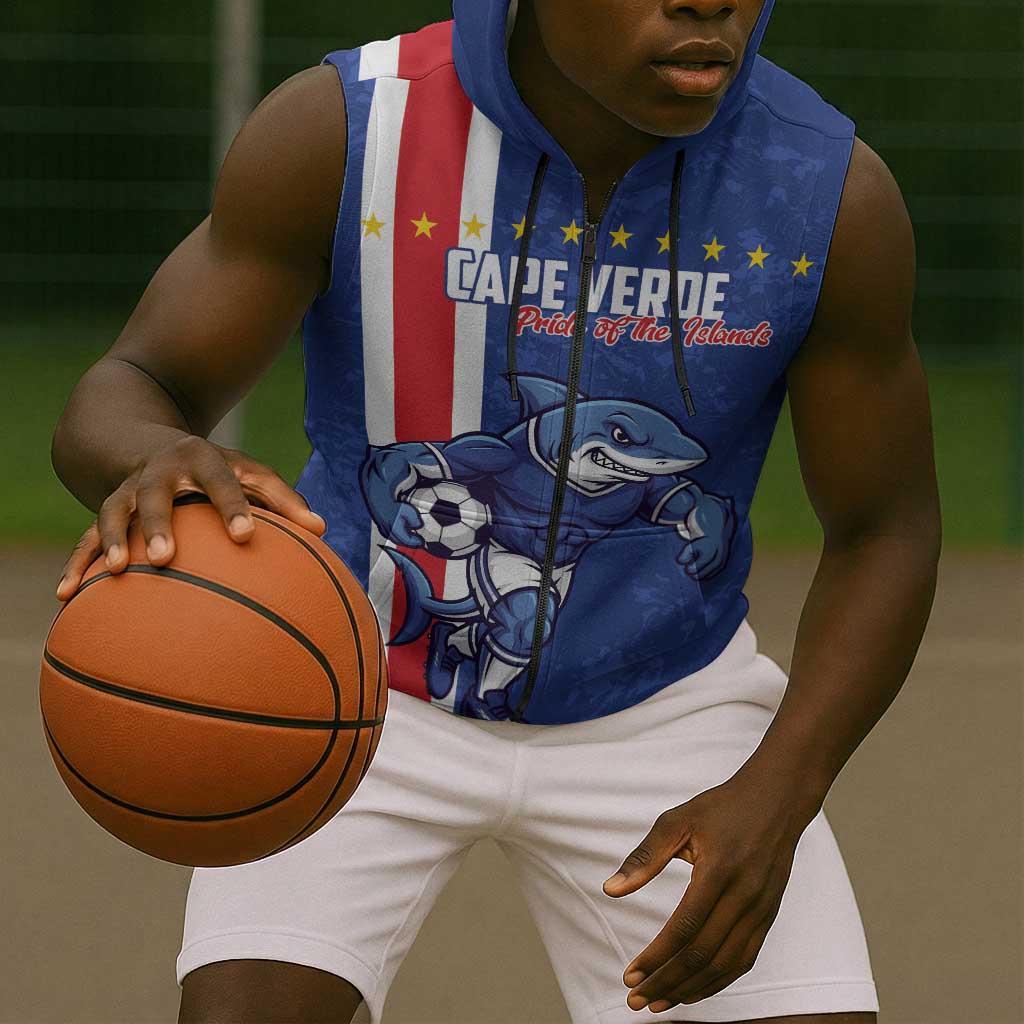 Cape Verde Pride Custom Sleeveless Zip Hoodie The First Voyage Of Champions - African Pride