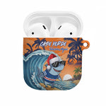 Christmas Cape Verde AirPods Case Funny Shark Surfing
