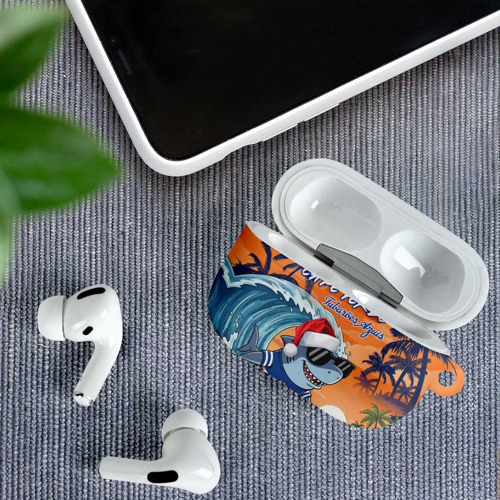 Christmas Cape Verde AirPods Case Funny Shark Surfing