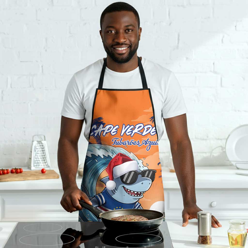Christmas Cape Verde Apron Funny Shark Surfing