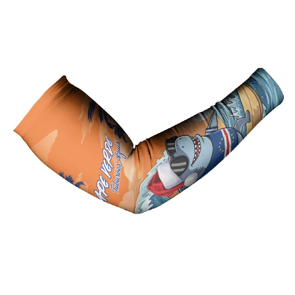 Christmas Cape Verde Arm Sleeves Funny Shark Surfing