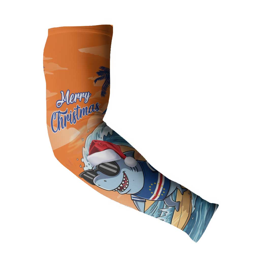 Christmas Cape Verde Arm Sleeves Funny Shark Surfing
