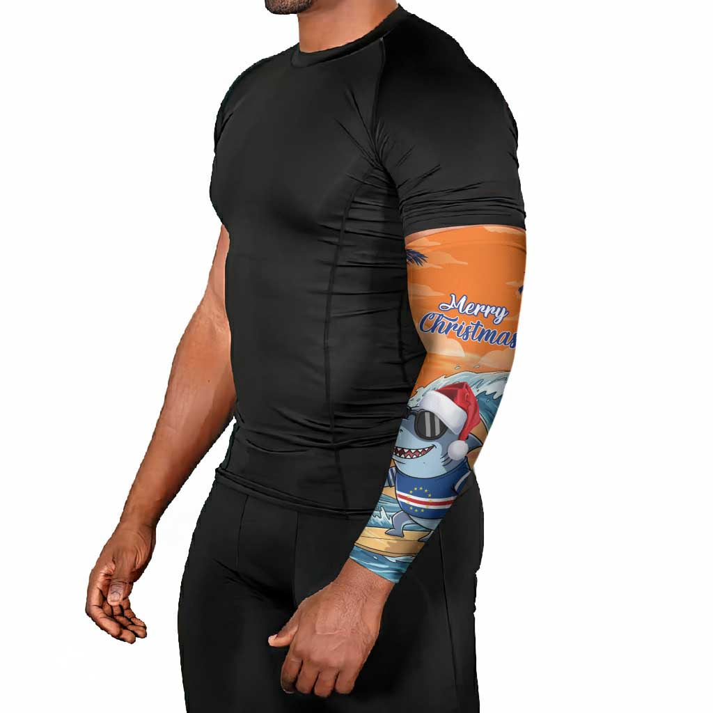 Christmas Cape Verde Arm Sleeves Funny Shark Surfing