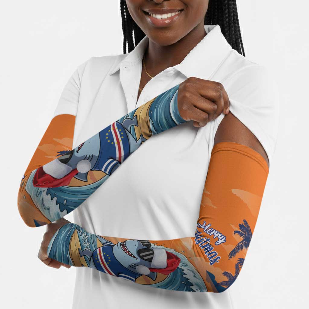 Christmas Cape Verde Arm Sleeves Funny Shark Surfing