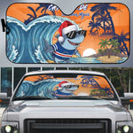 Christmas Cape Verde Auto Sun Shade Funny Shark Surfing