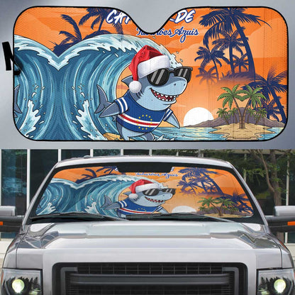 Christmas Cape Verde Auto Sun Shade Funny Shark Surfing