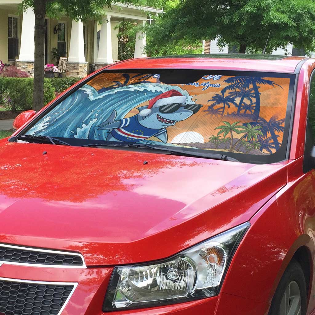 Christmas Cape Verde Auto Sun Shade Funny Shark Surfing