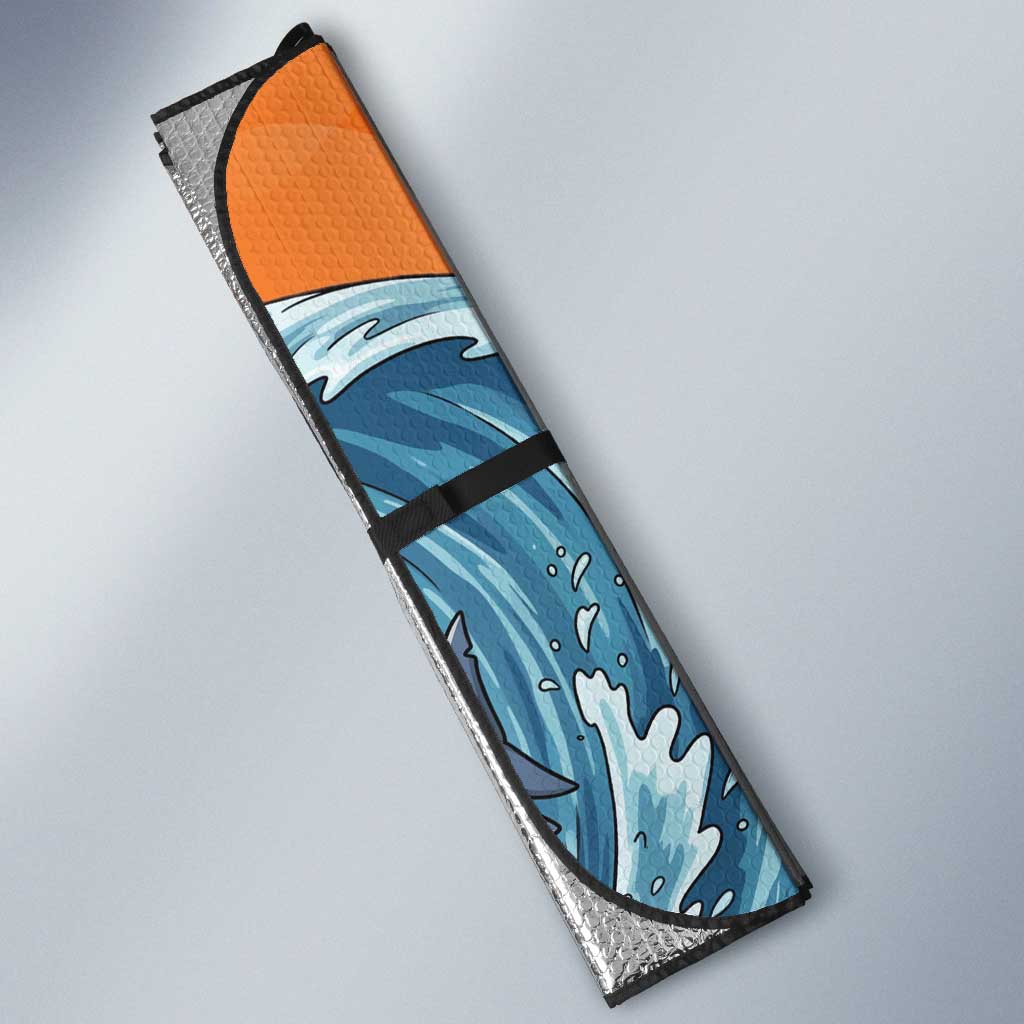 Christmas Cape Verde Auto Sun Shade Funny Shark Surfing