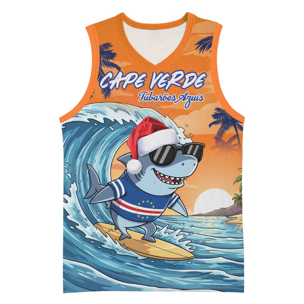 Christmas Cape Verde Basketball Jersey Funny Shark Surfing LT18