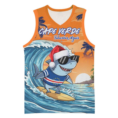 Christmas Cape Verde Basketball Jersey Funny Shark Surfing LT18