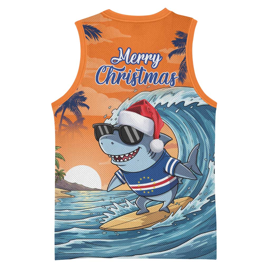 Christmas Cape Verde Basketball Jersey Funny Shark Surfing LT18