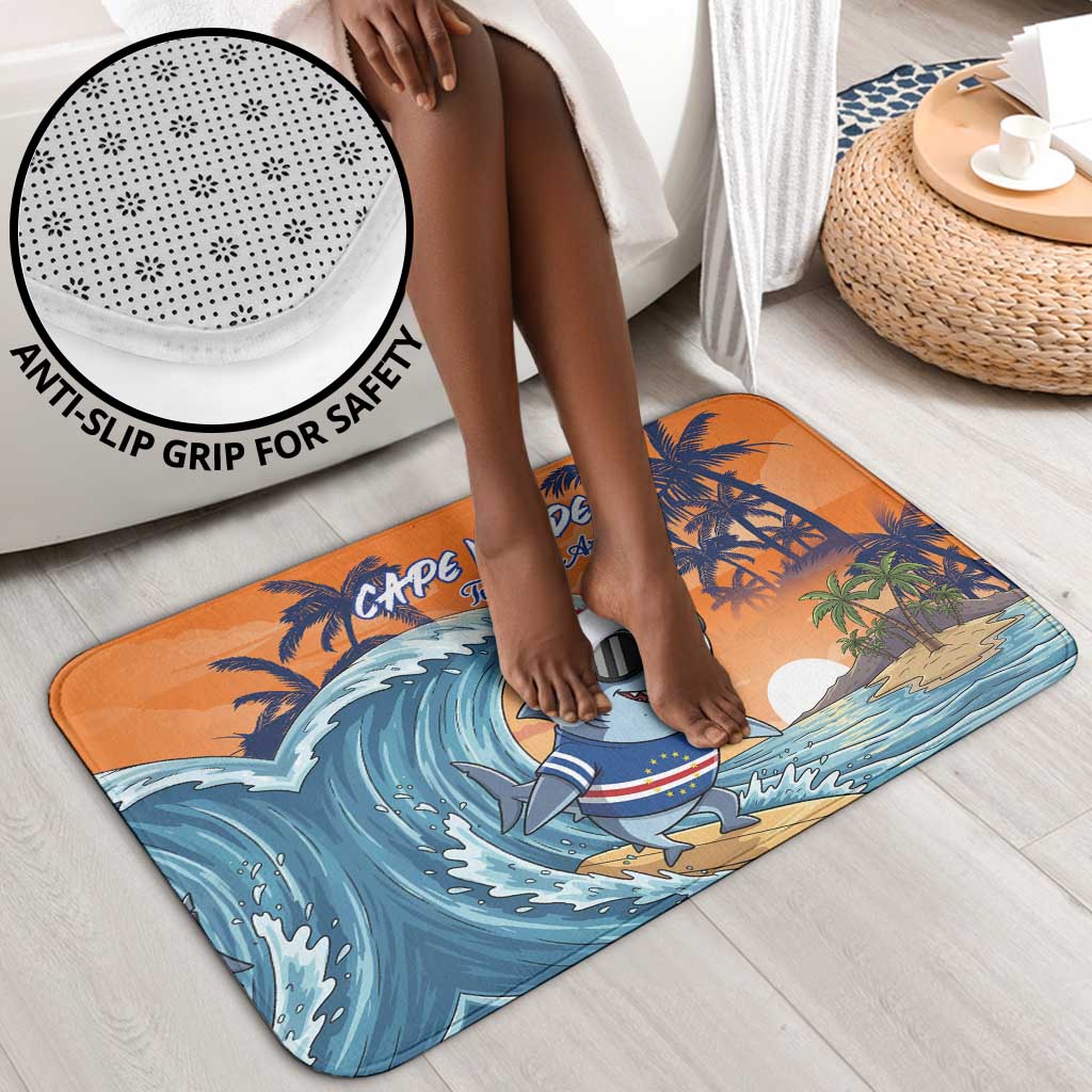 Christmas Cape Verde Bathroom Set Funny Shark Surfing