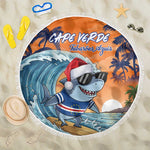 Christmas Cape Verde Beach Blanket Funny Shark Surfing - African Pride