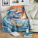 Christmas Cape Verde Blanket Funny Shark Surfing - African Pride