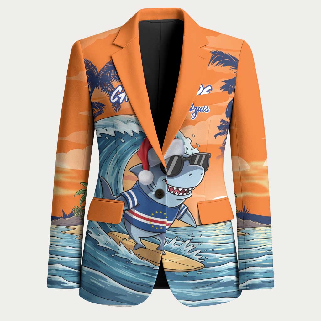 Christmas Cape Verde Blazer Funny Shark Surfing