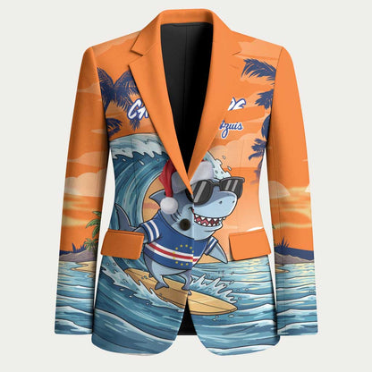 Christmas Cape Verde Blazer Funny Shark Surfing