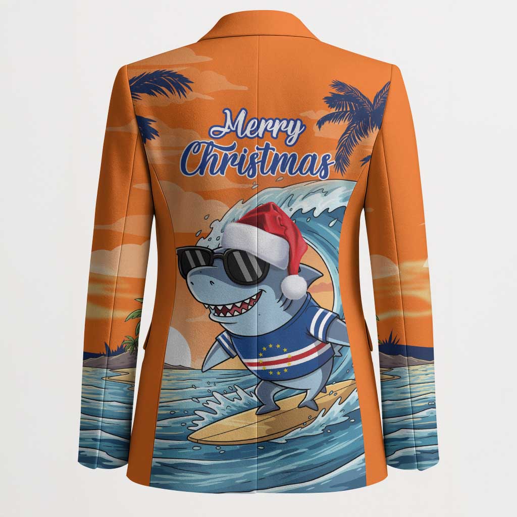 Christmas Cape Verde Blazer Funny Shark Surfing