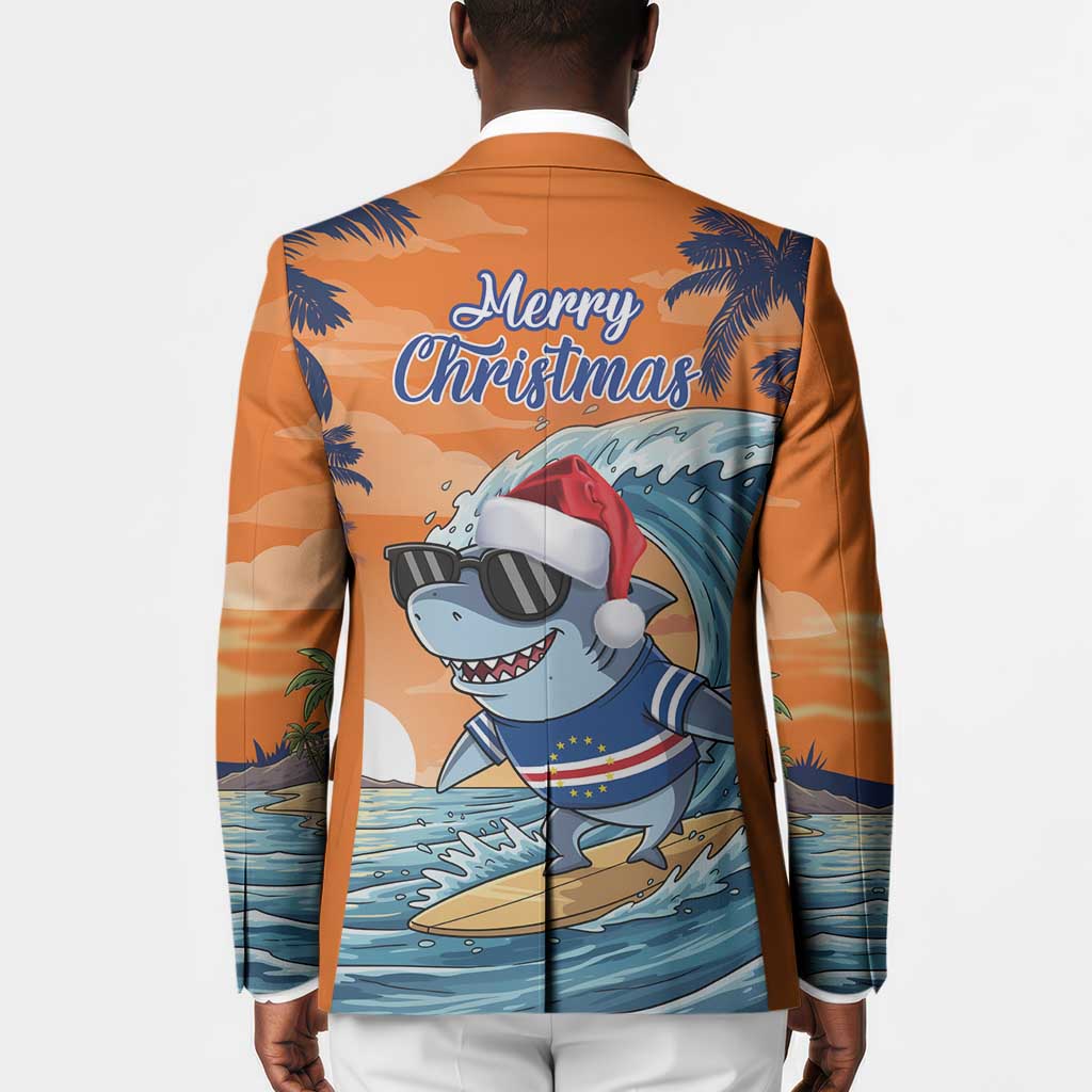 Christmas Cape Verde Blazer Funny Shark Surfing