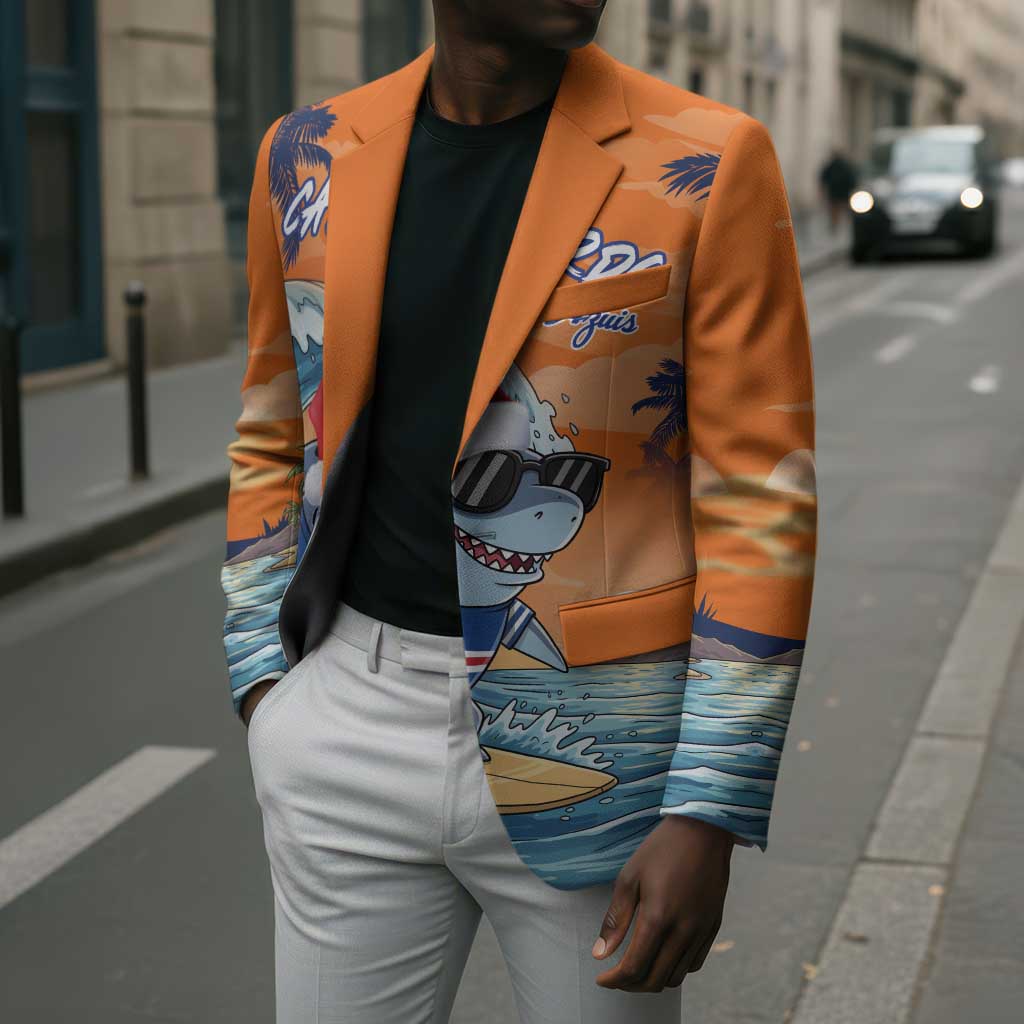 Christmas Cape Verde Blazer Funny Shark Surfing