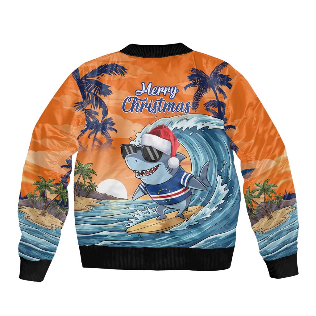 Christmas Cape Verde Bomber Jacket Funny Shark Surfing - African Pride