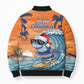 Christmas Cape Verde Bomber Puffer Jacket Funny Shark Surfing