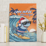 Christmas Cape Verde Canvas Wall Art Funny Shark Surfing - African Pride