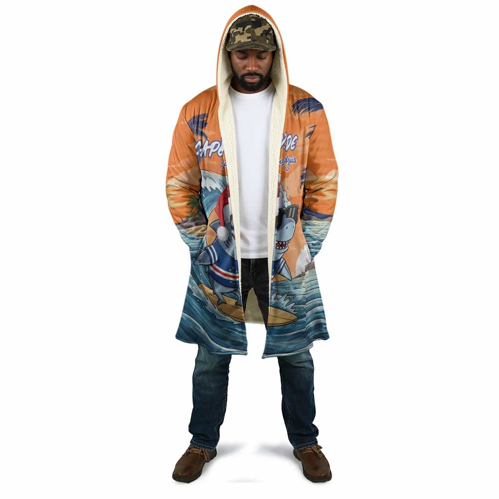 Christmas Cape Verde Cloak Funny Shark Surfing