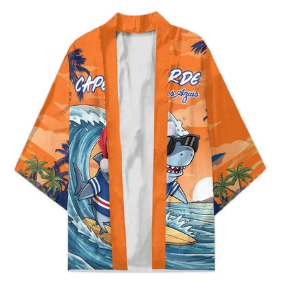 Christmas Cape Verde Kimono Funny Shark Surfing