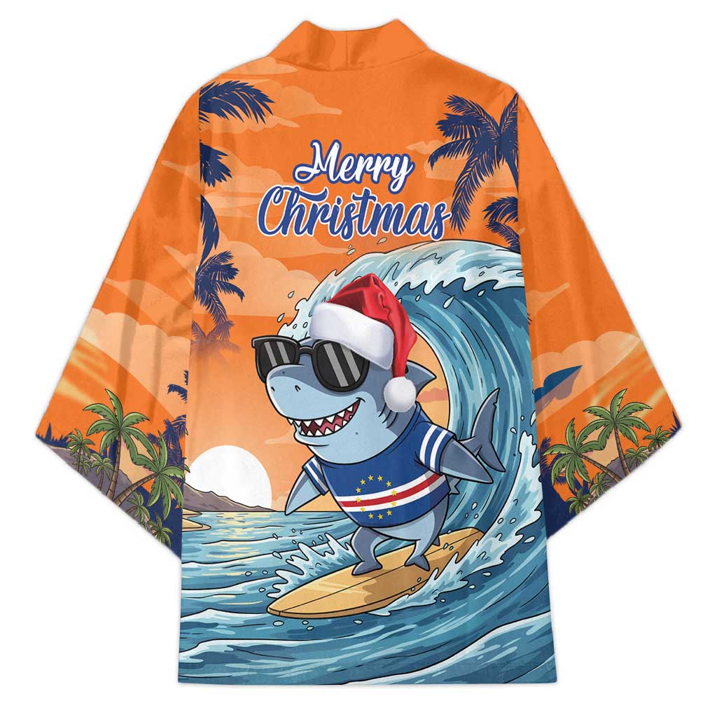 Christmas Cape Verde Kimono Funny Shark Surfing