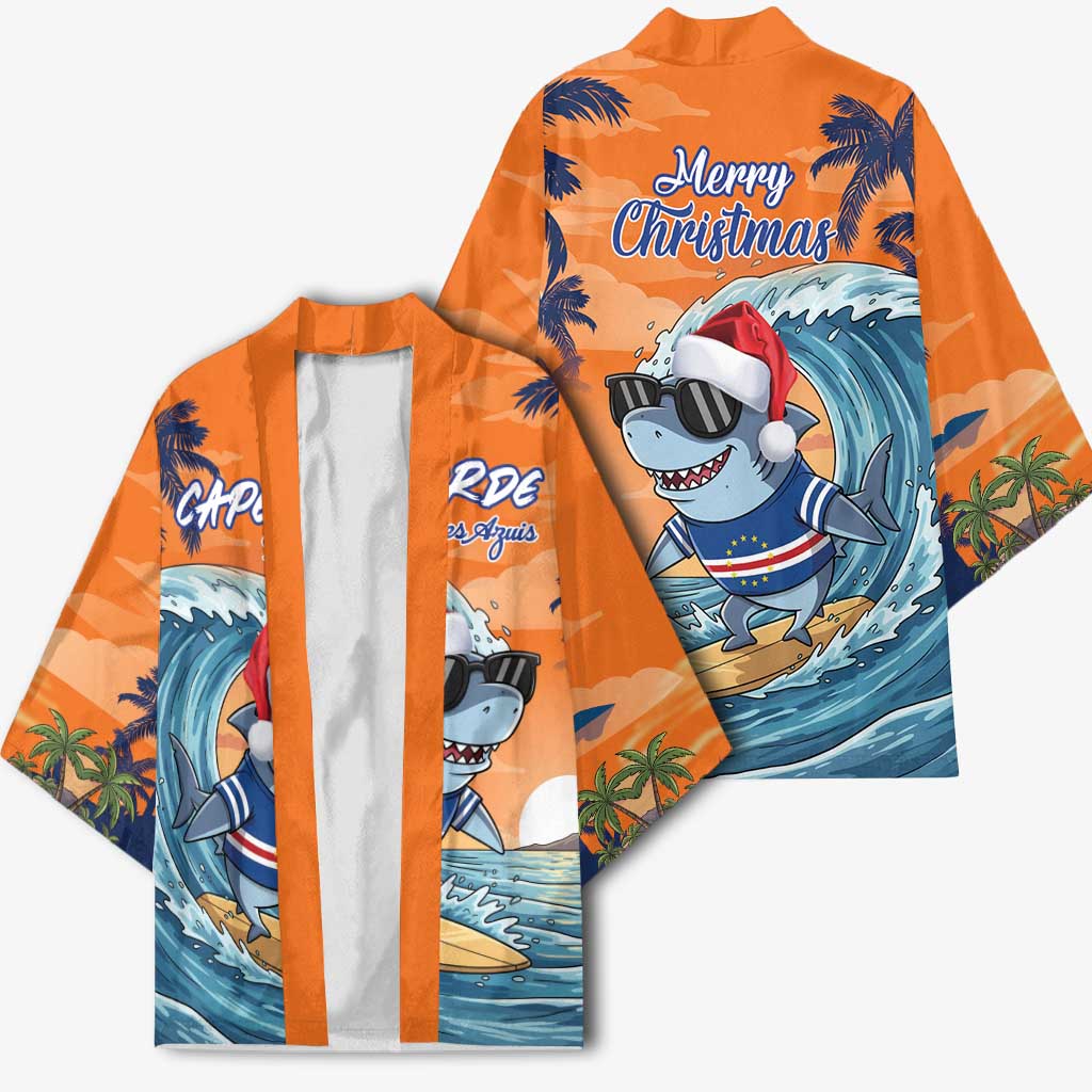 Christmas Cape Verde Kimono Funny Shark Surfing