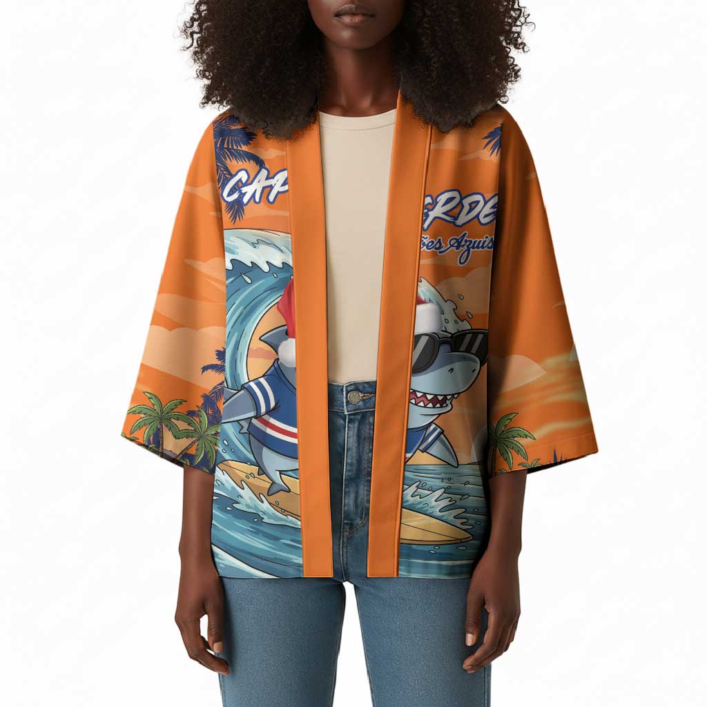 Christmas Cape Verde Kimono Funny Shark Surfing