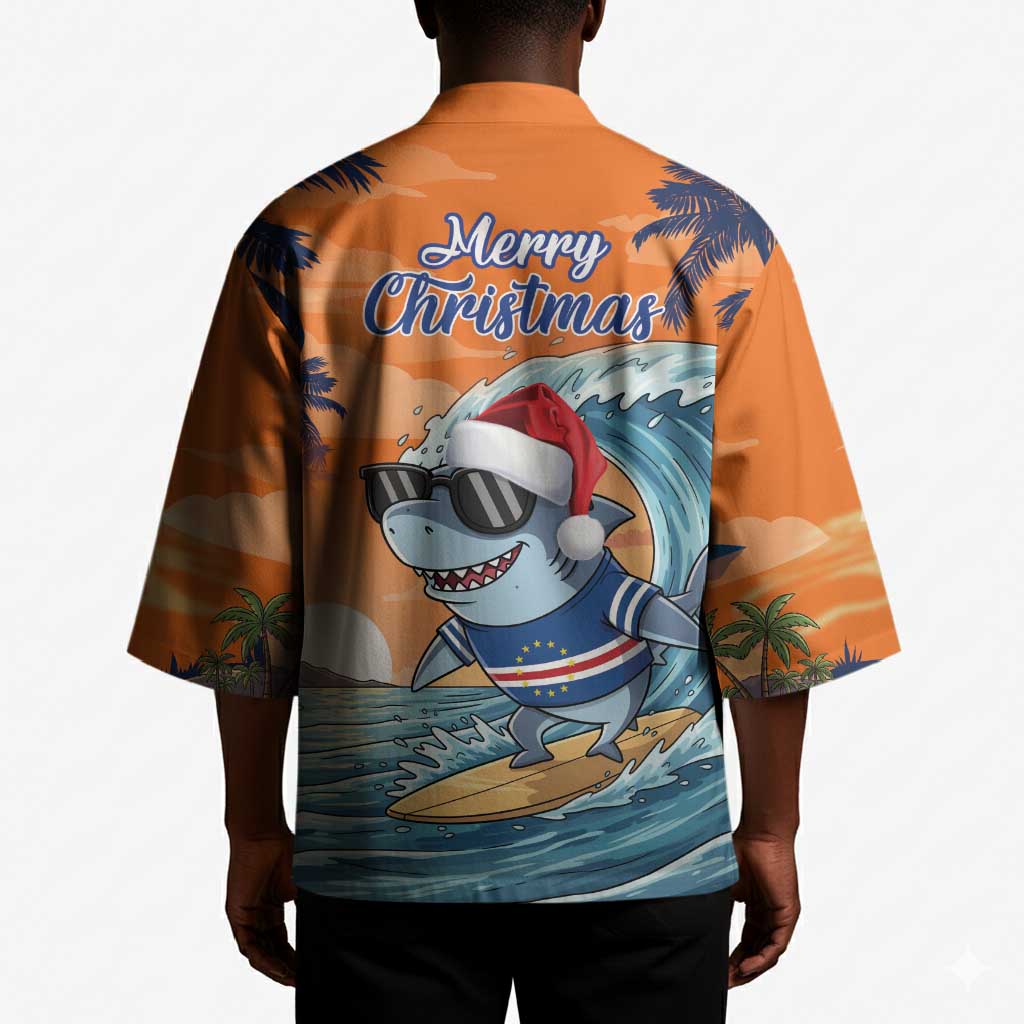 Christmas Cape Verde Kimono Funny Shark Surfing