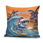 Christmas Cape Verde Pillow Cover Funny Shark Surfing