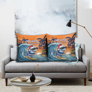 Christmas Cape Verde Pillow Cover Funny Shark Surfing