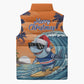 Christmas Cape Verde Sleeveless Puffer Jacket Funny Shark Surfing