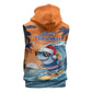 Christmas Cape Verde Sleeveless Zip Hoodie Funny Shark Surfing - African Pride