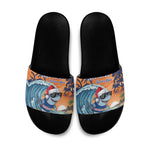 Christmas Cape Verde Slide Sandals Funny Shark Surfing