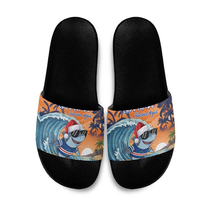 Christmas Cape Verde Slide Sandals Funny Shark Surfing