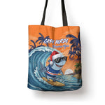 Christmas Cape Verde Tote Bag Funny Shark Surfing