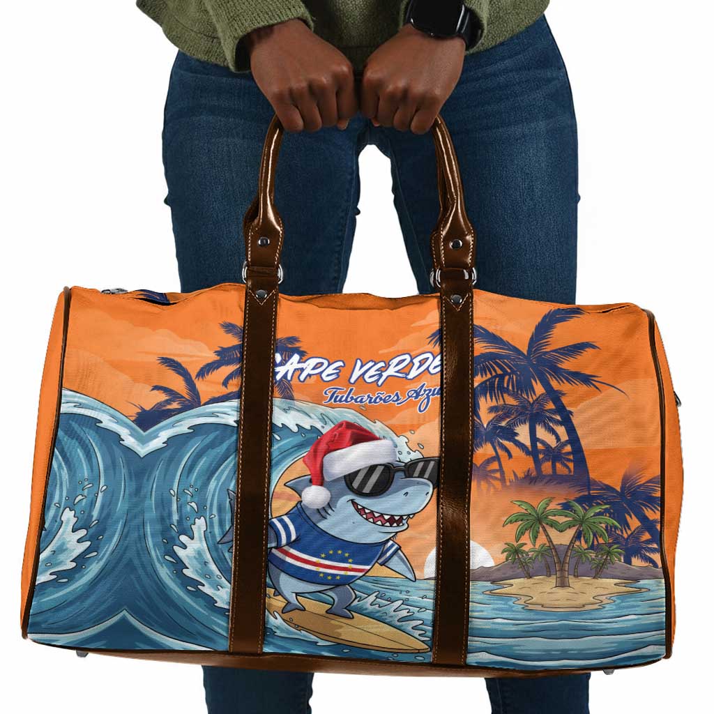 Christmas Cape Verde Travel Bag Funny Shark Surfing
