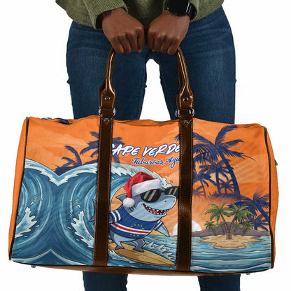 Christmas Cape Verde Travel Bag Funny Shark Surfing
