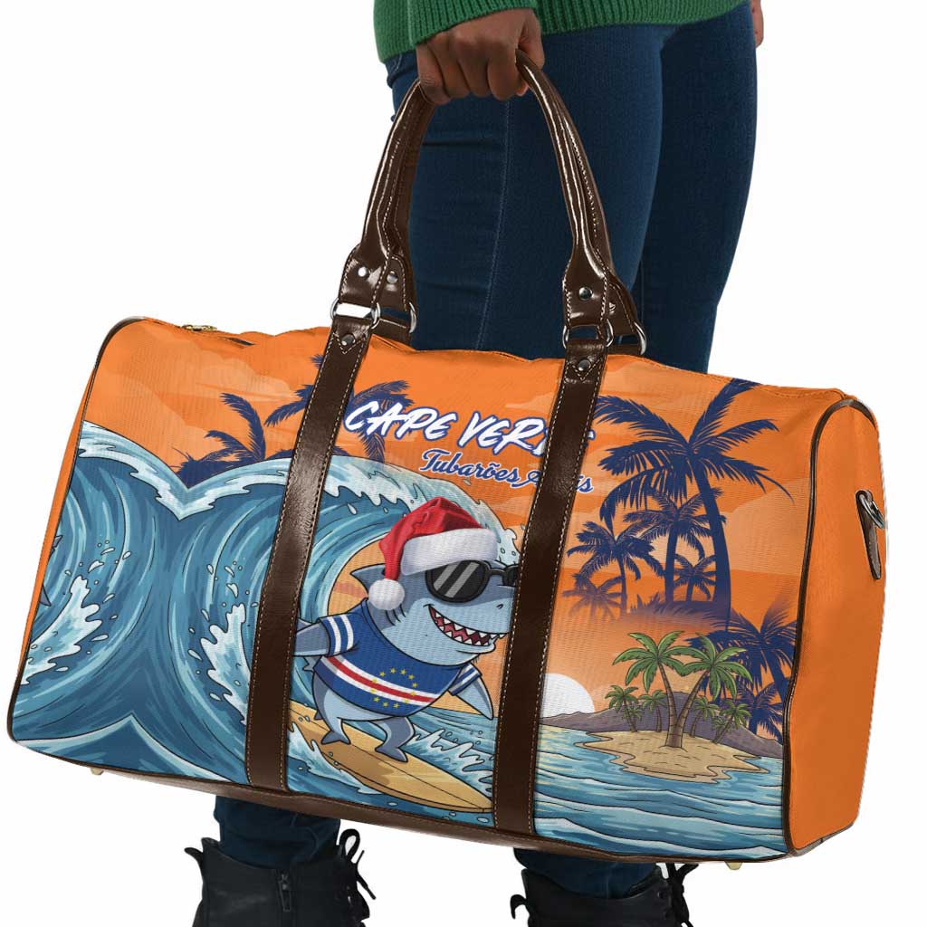 Christmas Cape Verde Travel Bag Funny Shark Surfing