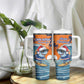 Christmas Cape Verde Tumbler With Handle Funny Shark Surfing - African Pride
