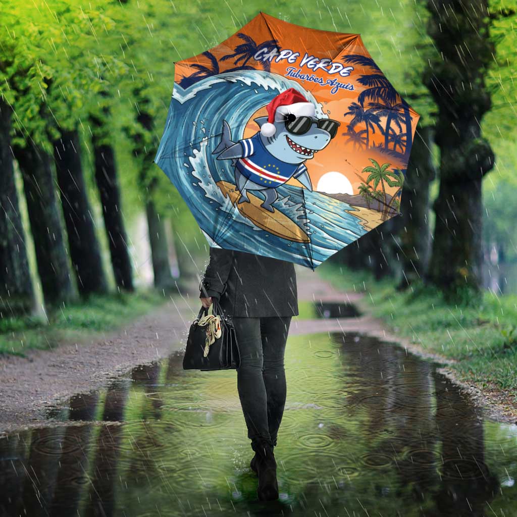 Christmas Cape Verde Umbrella Funny Shark Surfing
